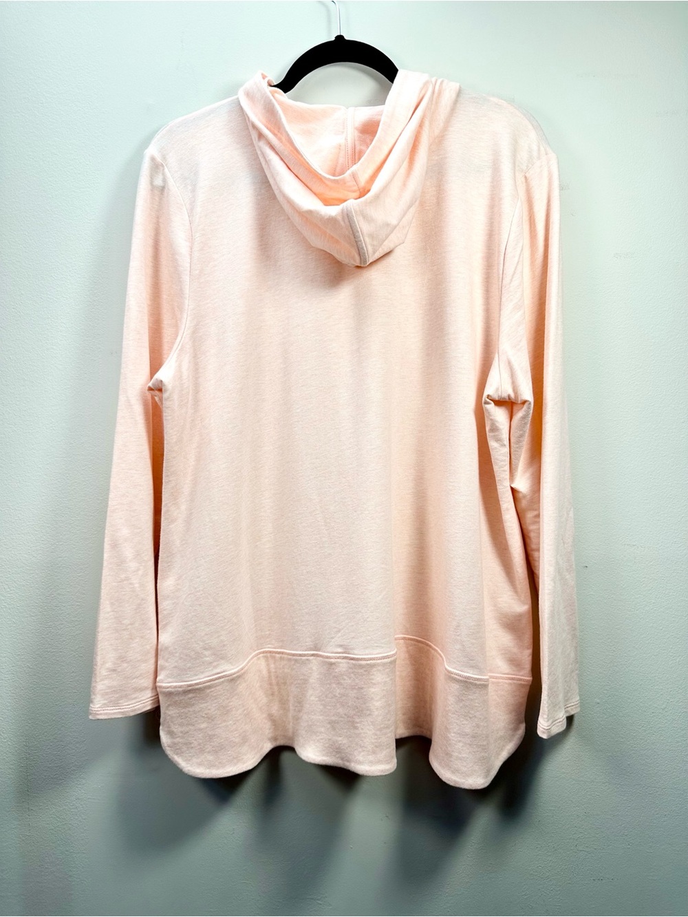 J. Jill Pure Jill Harmony Rib-Trimmed Hoodie, Soft Coral Dust Heather, XL - Picture 6 of 13